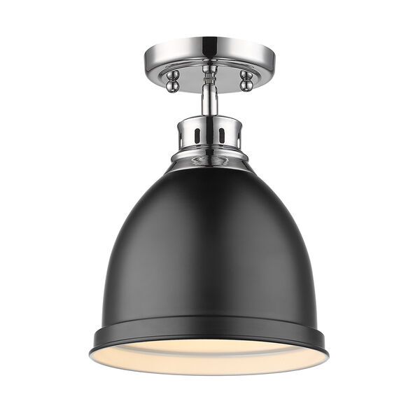 Duncan Chrome and Black Eight-Inch One-Light Flush Mount, image 1
